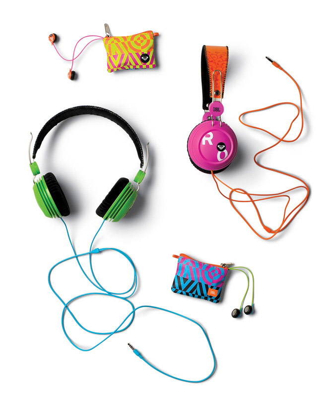 JBL and Roxy earphone and headphone line