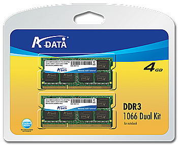 A-DATA DDR3 memory module kits 1066 DuN 4G