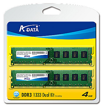 A-DATA DDR3 memory module kits 1333 4G