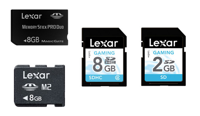 Lexar Gaming Memory Stick PRO Duo, Lexar Gaming Memory Stick Micro (M2), Lexar Gaming SDHC 8GB, Lexar Gaming SD 2GB Card
