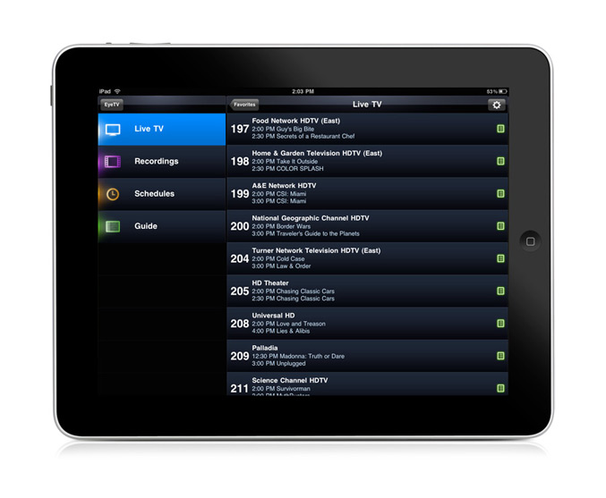 Eye TV app ipad livetv list