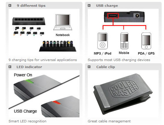 Cooler Master USNA95 notebook power adapter