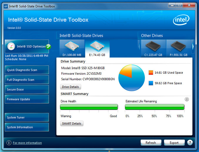 Intel Solid State Drive Toolbox 3.0